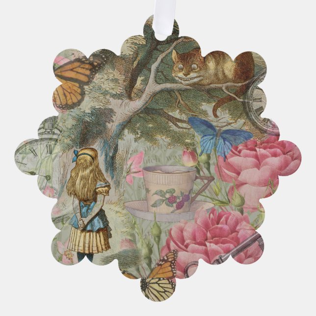 Alice Cheshire Cat Wonderland Tree Garden Ornament Karte (Vorderseite)