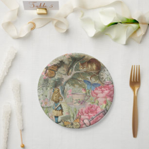 Alice Cheshire Cat Wonderland Tree Garden Pappteller