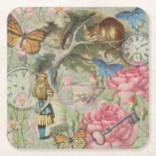 Alice Cheshire Cat Wonderland Tree Garden Rechteckiger Pappuntersetzer
