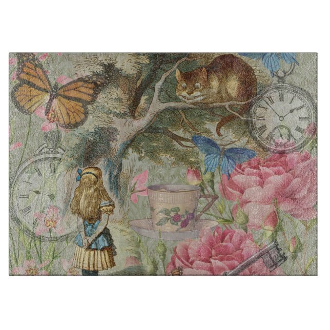 Alice Cheshire Cat Wonderland Tree Garden Schneidebrett (Vorderseite)