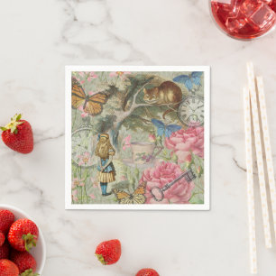 Alice Cheshire Cat Wunderland Baum Garten Serviette