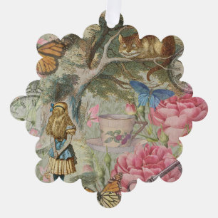 Alice Cheshire Cat Wunderland Baumgarten Ornament Karte
