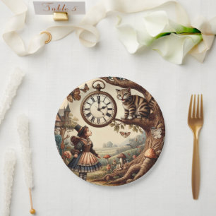Alice & Cheshire Cat: Wunderliche Wunderland-Fanta Pappteller