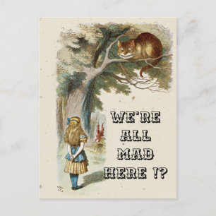 Alice - Cheshire-Katze 1890 - Wir sind alle hier v Postkarte