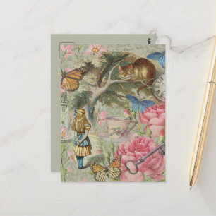 Alice Cheshire Katze Wonderland Baumgarten Postkarte