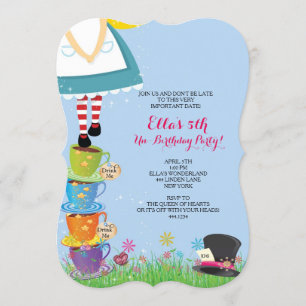 Alice dans des invitations de fête d'anniversaire