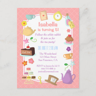 Alice dans des invitations de thé d'anniversaire