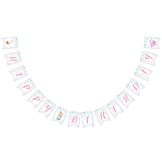 Alice dans la bannière d'anniversaire de thé du (Tout)