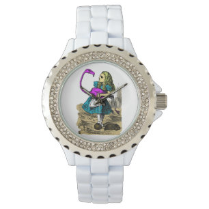 Alice dans la montre-bracelet de Flamant rose de