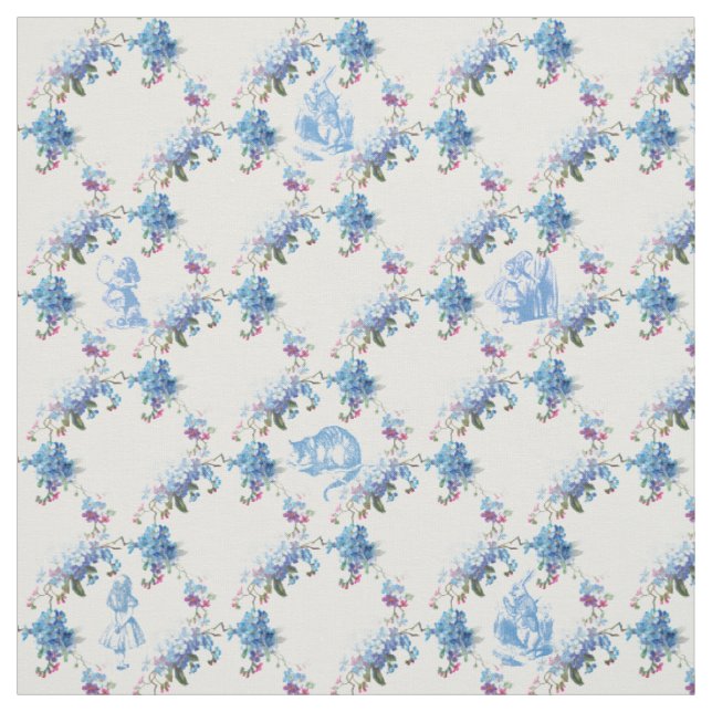 Alice dans le tissu floral bleu du pays des (Échantillon)