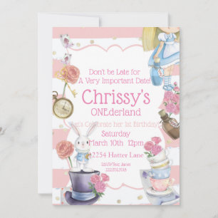 Alice dans ONEderland Invitation d'anniversaire