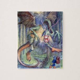 Alice & der Jabberwocky Vollfarben-Puzzle