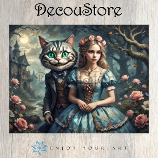 Alice & die decoupage des Cheshire-Katzes Seidenpapier