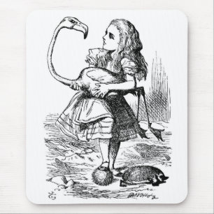Alice, die versucht, Krokett mit einem Flamingo zu Mousepad
