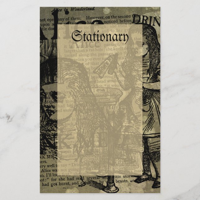 Alice Drink Me Collage Briefpapier (Vorderseite)