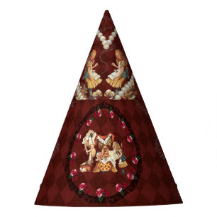 Alice Duchess Cheshire Hearts Burgundy Partyhütchen