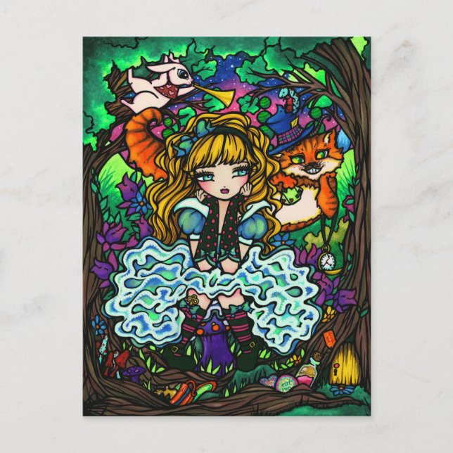 Alice en carte postale du pays des merveilles (Devant)