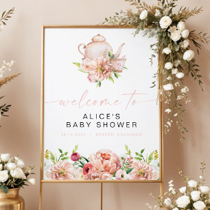 ALICE Errötende Florale Babyparty-Teeparty-Begrüßu Poster