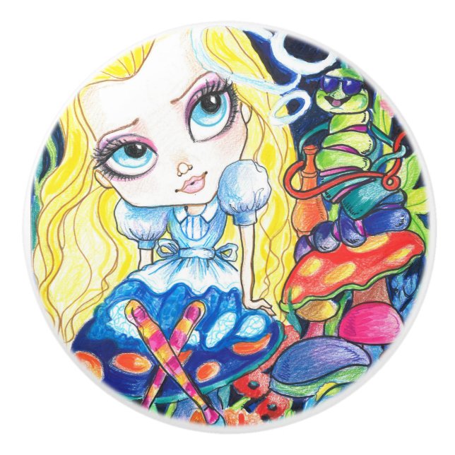 Alice et le bouton en céramique de Caterpillar (Devant)