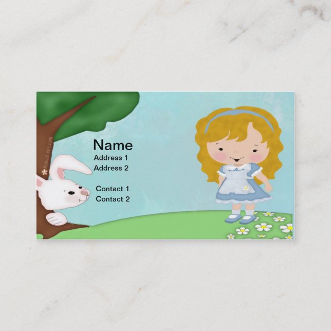 Alice et le carte de visite blanc de lapin (Devant)