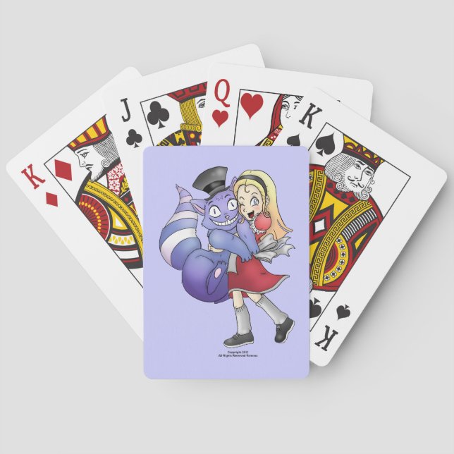 Alice et les cartes de jeu Cheshire Cat (dos)