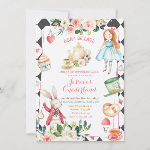 Alice et Rabbit Tea Party Invitation