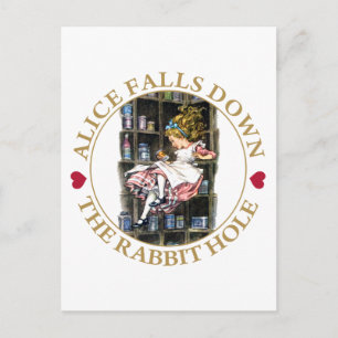Alice fällt hinunter zum Rabbit Hole zum Wunderlan Postkarte