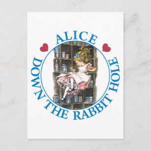 ALICE FÄLLT IN DAS KANINCHENLOCH POSTKARTE