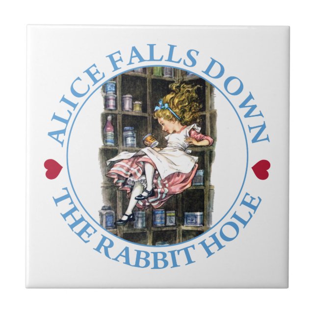 Alice fällt unten der Kaninchenbau nach Fliese (Vorderseite)