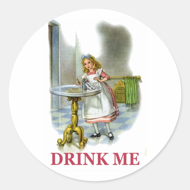 Alice fand einen Schlüssel von einer Flasche, die  Runder Aufkleber (Vorderseite)