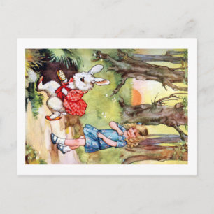 Alice folgt dem weißen Kaninchen nach Wonderland Postkarte
