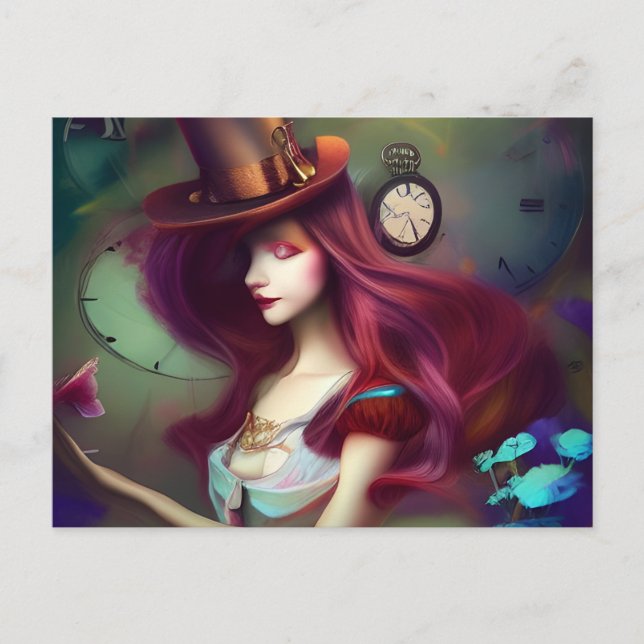 Alice Garder le temps AI Généré carte postale Art (Devant)