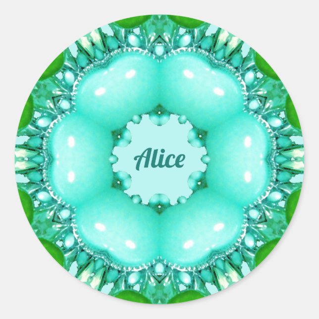 ALICE ~ Helles Abstraktes Fraktal Muster ~ Klassis Runder Aufkleber (Vorderseite)