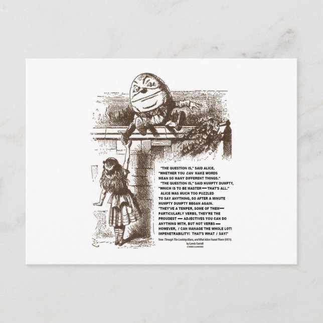 Alice Humpty Dumpty Wonderland Conversation Zitat Postkarte (Vorderseite)