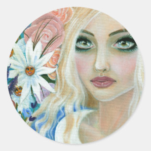 Alice im Garten der lebenden Blume Runder Aufkleber