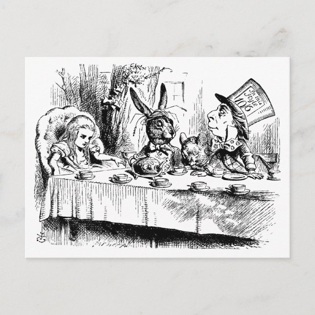 Alice im Mad Tea Party Postkarte (Vorderseite)