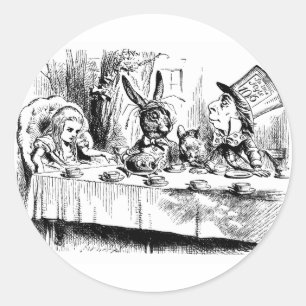 Alice im Mad Tea Party Runder Aufkleber