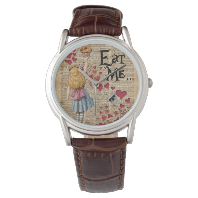 Alice im Märchenland essen mich Muffin Armbanduhr (Vorderseite)