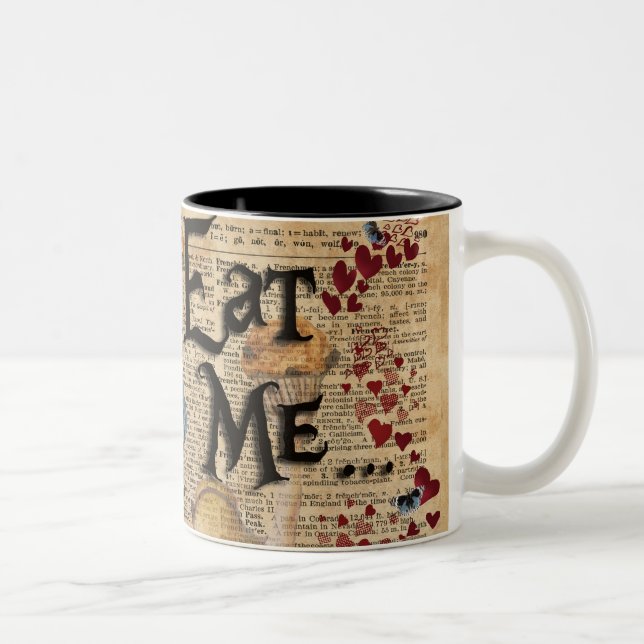 Alice im Märchenland essen mich Muffin Zweifarbige Tasse (Rechts)