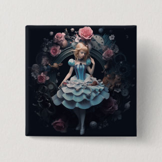 Alice im Wunderland 15 cm Square Abzeichen Button