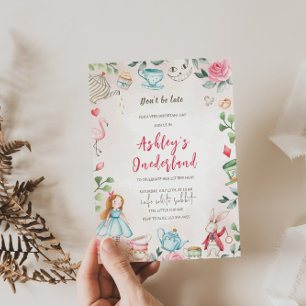 Alice im Wunderland 1. Geburtstag Einladung