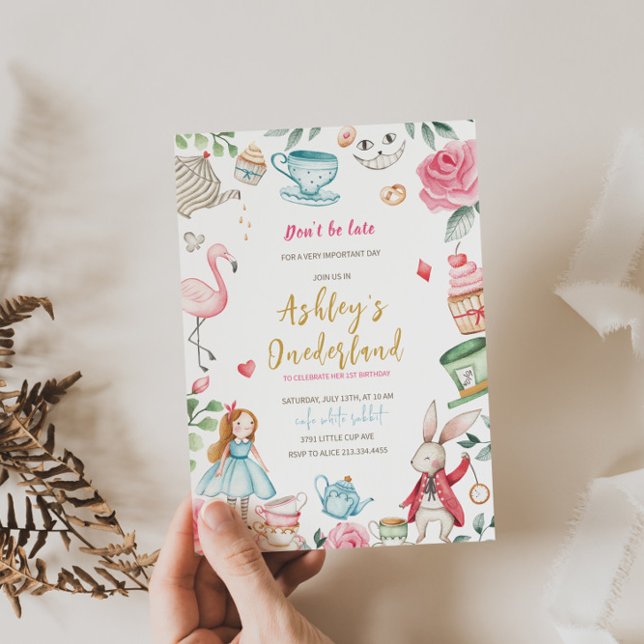 Alice im Wunderland 1. Geburtstag Einladung (Von Creator hochgeladen)