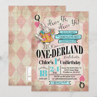 Alice im Wunderland 1. Geburtstag Einladungen