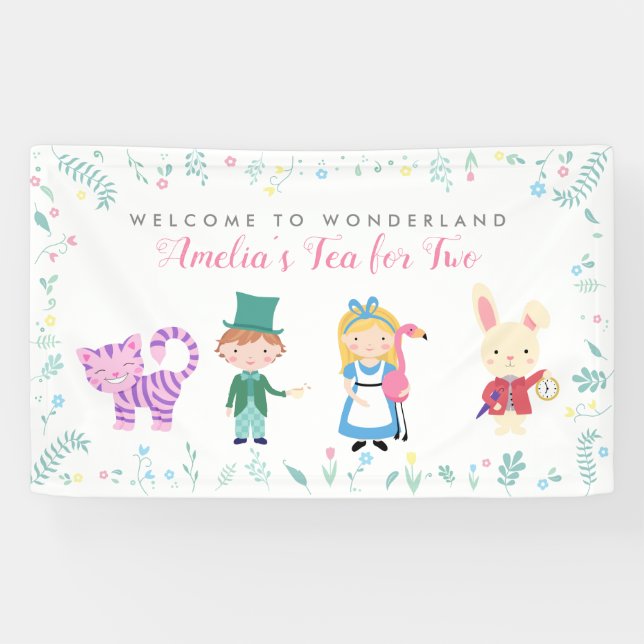 Alice im Wunderland als Geburtstagsbanner Banner (Horizontal)