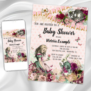 Alice im Wunderland Baby Shower Einladungen