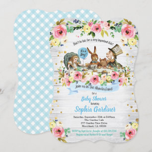 Alice im Wunderland Babydusche Einladung