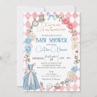 Alice im Wunderland, Babydusche Tee Party Einladung