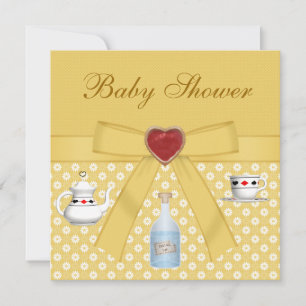Alice im Wunderland Babydusche Tee Party Gelb Einladung