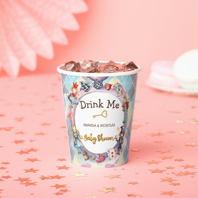 Alice im Wunderland Babydusche trinken mich Pappbecher (Insitu)