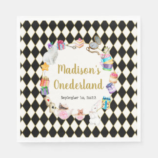 Alice im Wunderland Birthday Onederland Serviette